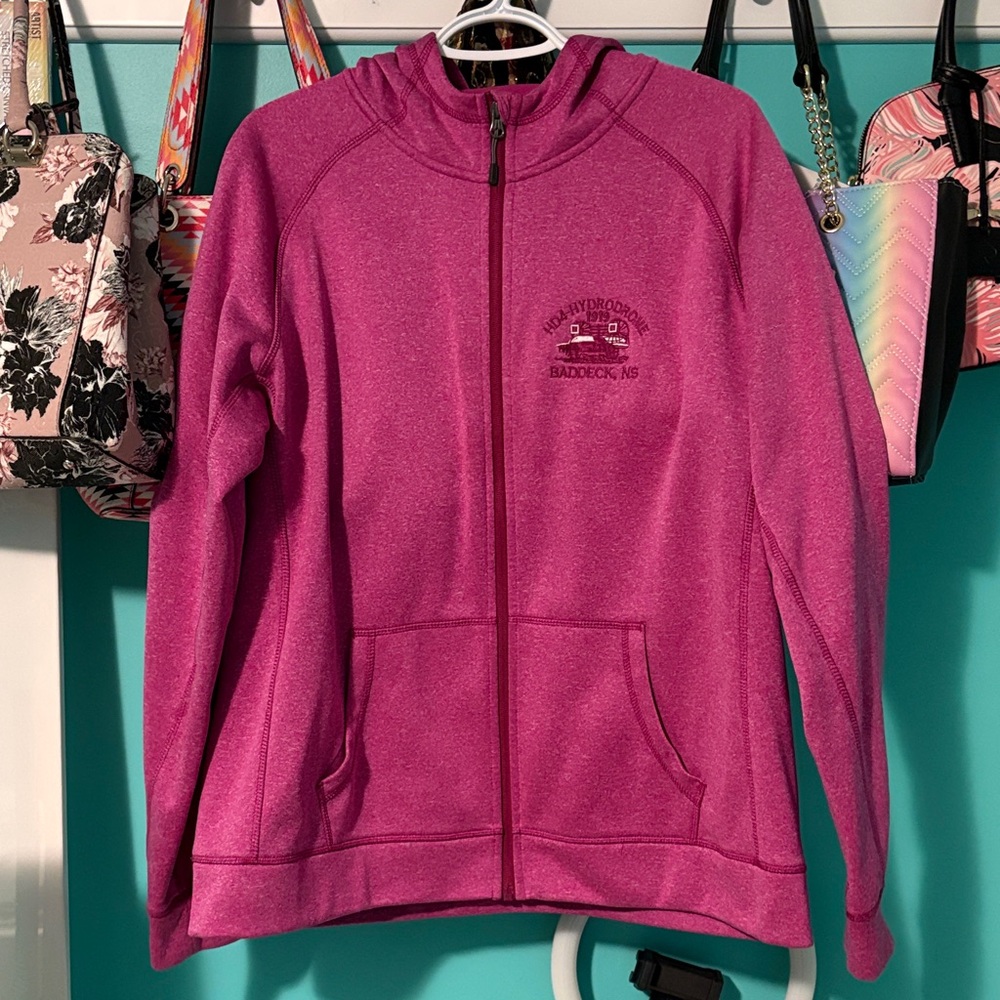 NWOT Landway Fleece Alexander Graham Bell Pink Zip-Up Hoodie